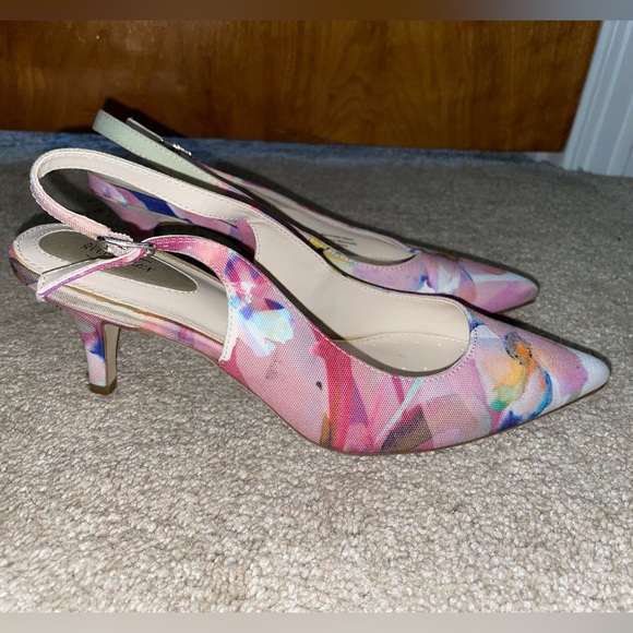 Alfani Stepnflex Pink Floral Sling Back Pointed Closed Toe Short Heels Women’s 7 - Picture 2 of 2